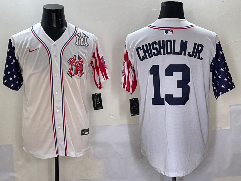 Men 2025 MLB New York Yankees 13 Chisholm Jr white jersey style 4